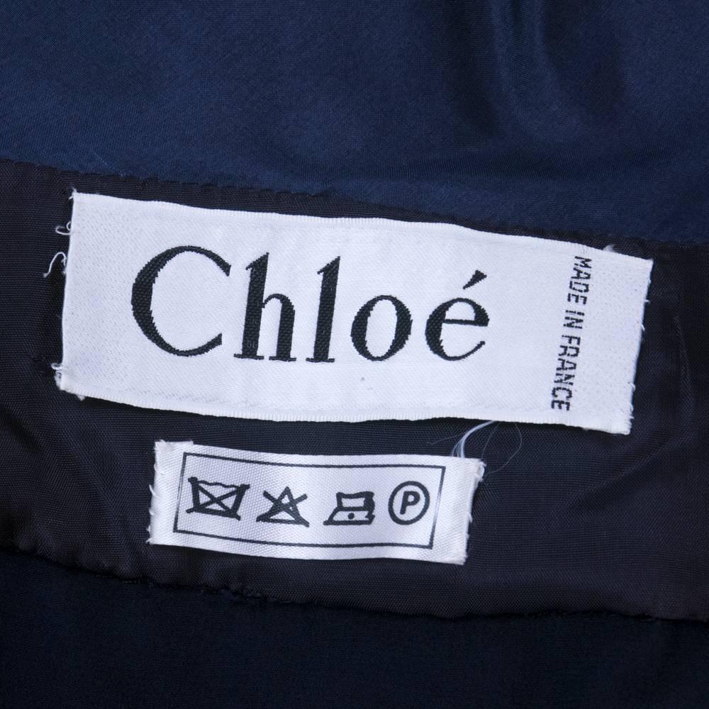 Black 90s Chloe Navy Silk Wrap Dress For Sale