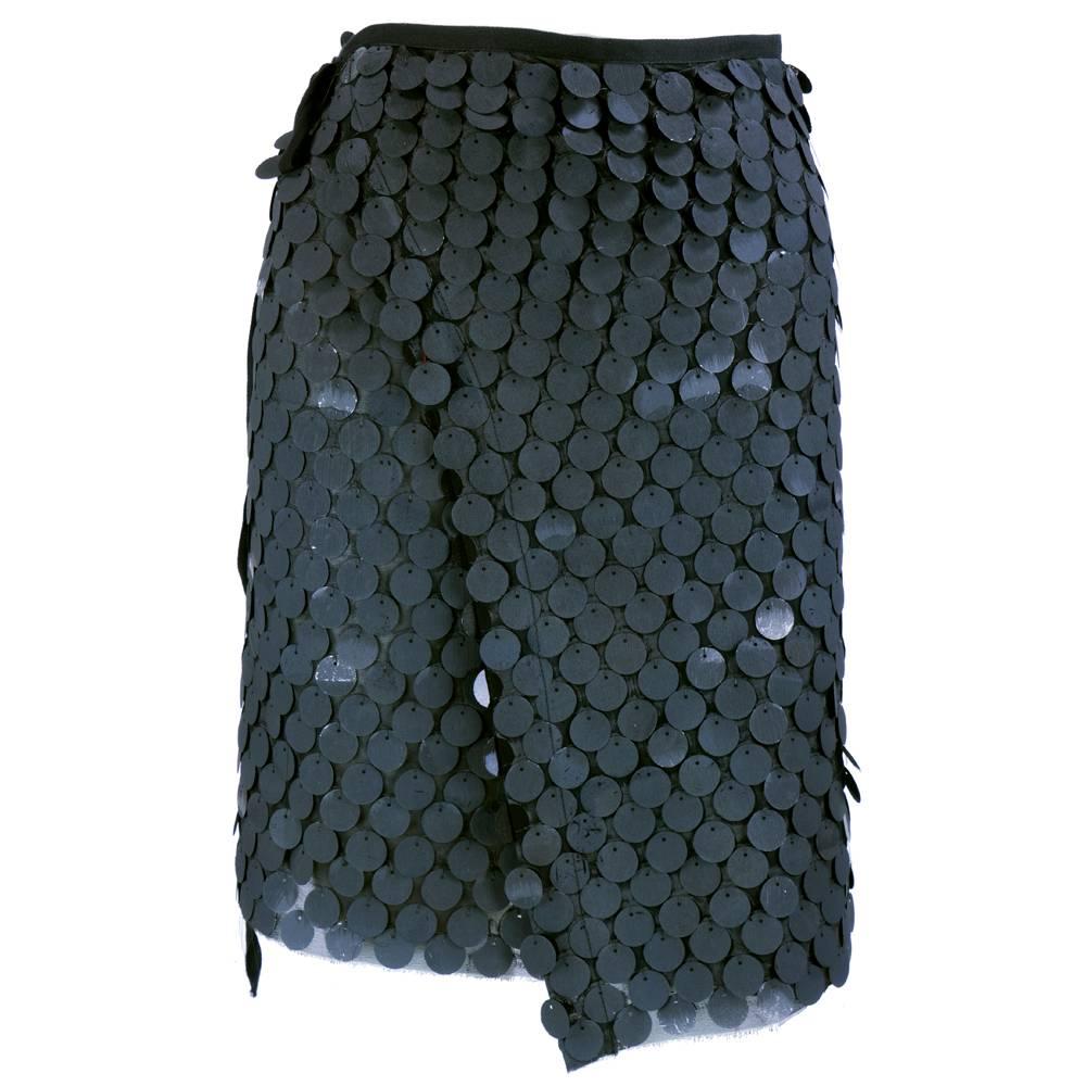 Dramatic Ann Demeulemeester Hand Brushed Wrap Skirt with Paillettes  