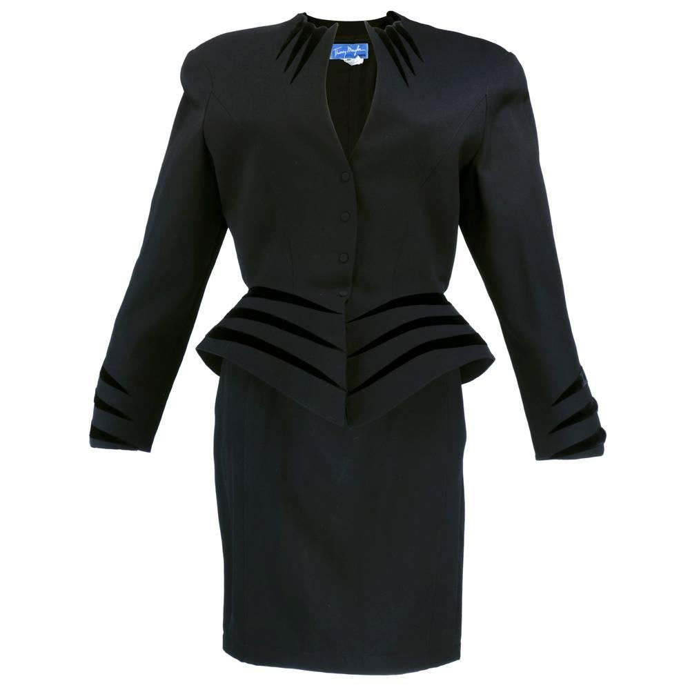 90s Thierry Mugler Super Sexy Black Suit For Sale