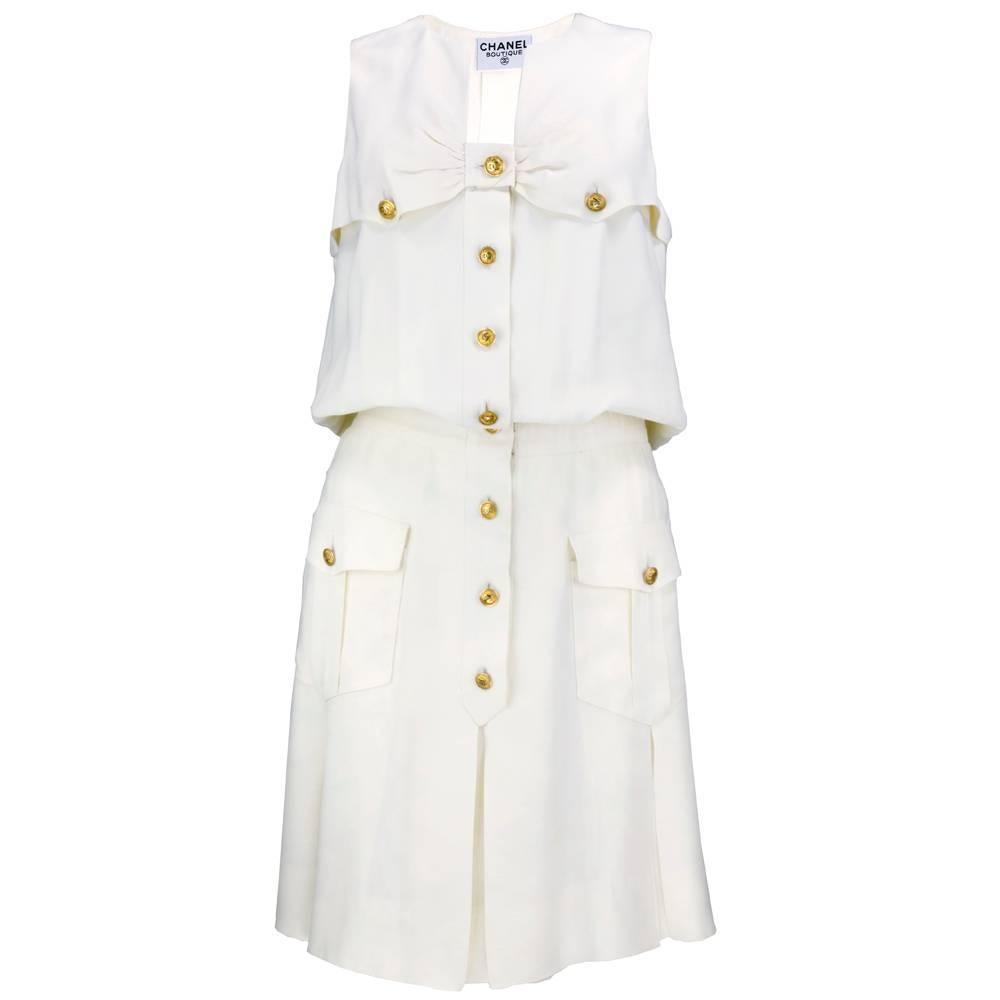 Chanel Little White Dress with Nautical Vibe For Sale