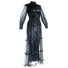 Vintage Crazy 1960s Sequin Jumpsuit with Tulle Overskirt