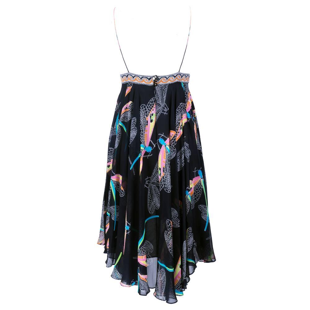 Black 2000s Matthew Williamson Dragonfly Print Party Dress For Sale