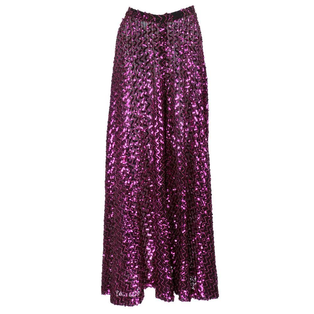 Black 1970s Glam Magenta Sequin Pantsuit For Sale