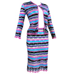 Vintage Christian Lacroix Bazaar 90s Crochet Striped Ensemble