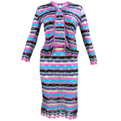 Christian Lacroix Bazaar 90s Crochet Striped Ensemble