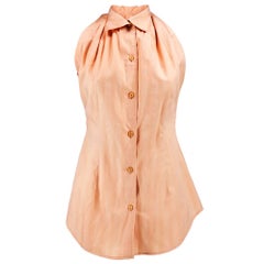 90s Romeo Gigli Peach Cotton Striped Jacquard Blouse 6