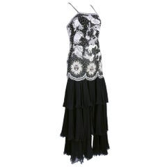 80s Valentino Black Beaded Constellation Gown