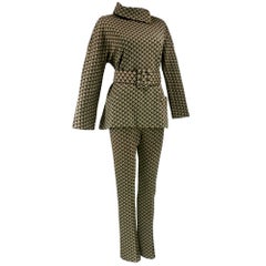 60s Rudi Gernreich 4 Piece Black and Brown  Mod Knit Ensemble