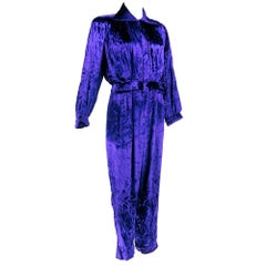 YSL Attribution 80s Deep Purple Velvet Jumpsuit