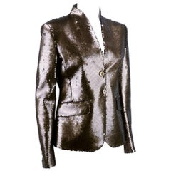 Alexander McQueen Sexy Fitted Brown Sequin Blazer