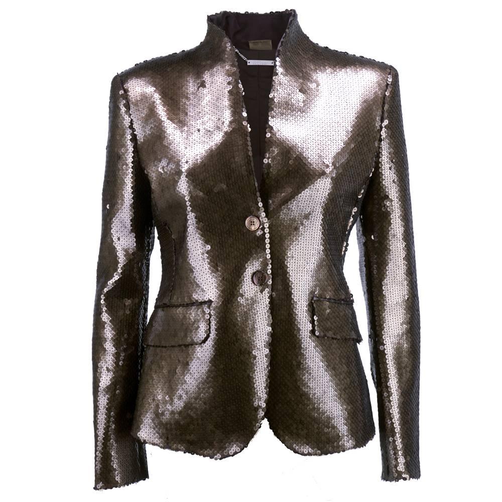 Alexander McQueen Sexy Fitted Brown Sequin Blazer For Sale