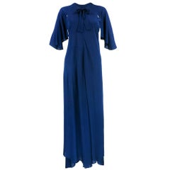 70S Jean Muir Blue jersey Maxi Wrap Dress 7