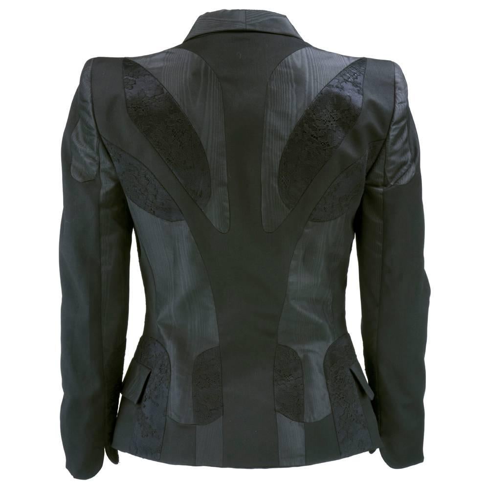 Alexander McQueen Black Patchwork Fitted Jacket. In Excellent Condition In Los Angeles, CA