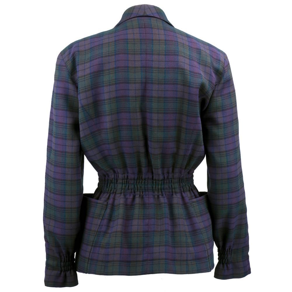 Black 80s Thierry Mugler Plaid  Fitted Jacket
