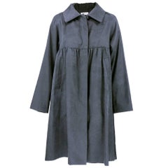 Dries Van Noten Grey Black Silk Overcoat