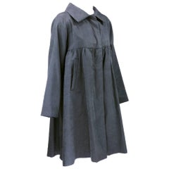 Dries Van Noten Grey Black Silk Overcoat