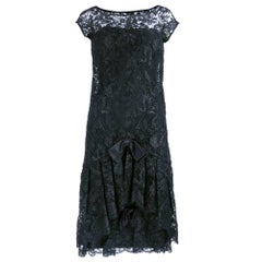 Vintage 60s Adele Simpson Black Lace Cocktail Dress