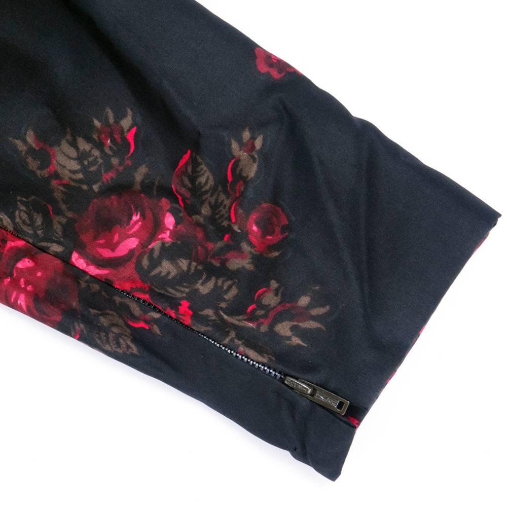 Women's 60s Trigere Black Silk Floral Blousoned Afternoon Dress For Sale