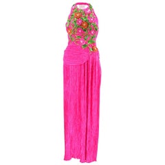 Mary Mcfadden Pink Gown with Appliqued Sequin Flowers 2