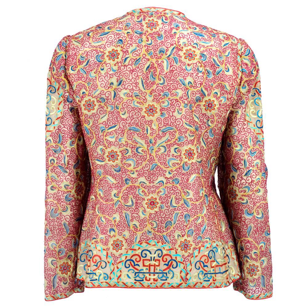 McFadden Tambour Embroidered Silk Evening Jacket In Excellent Condition For Sale In Los Angeles, CA