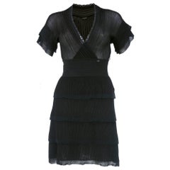 Chanel Sheer Knit Black Mini-Pleated Cocktail Dress