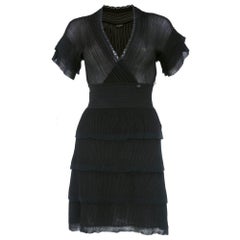 Chanel Sheer Knit Black Micropleated Cocktail Dress 12