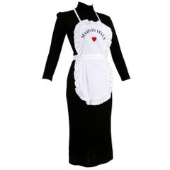 Moschino Fall/Winter 2001 Black and White "Maid in Italy" Apron Dress