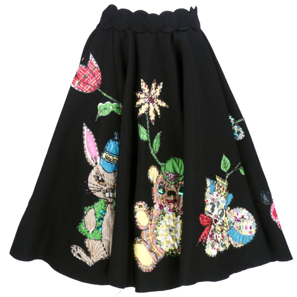 1950s Felt Circle Skirt with Whimsical Appliqués