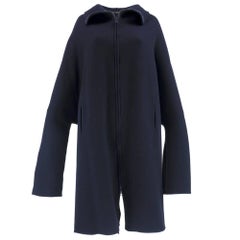 Vintage Avant Garde 90s Yohji Yamamoto Navy Blue Wool Blend Oversize Coat