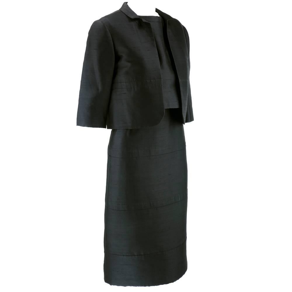 Black Mark Bohan for CHRISTIAN DIOR 1961 Summer  COUTURE Afternoon Dress Ensemble  For Sale