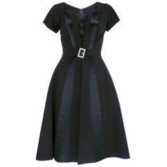 Vintage Emilio Schubert 50s Black Paneled Cocktail Dress