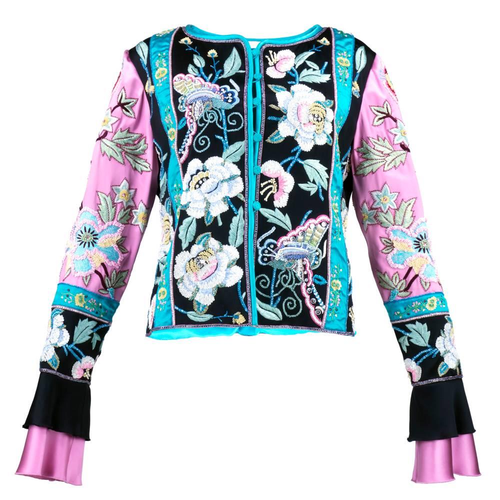 Valentino Heavily Embellished Embroidered and Beaded Silk Evening Jacket For Sale