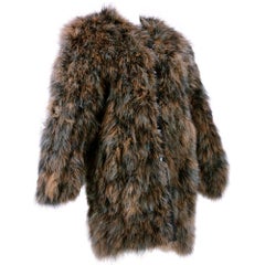 Chantal Thomass 1980s Ice Grey and Brown Marabou Coat