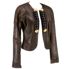 Vintage Gianfranco Ferre 1990s Snakeskin Jacket with Wood Accents