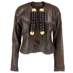 Gianfranco Ferre 1990s Snakeskin Jacket with Wood Accents