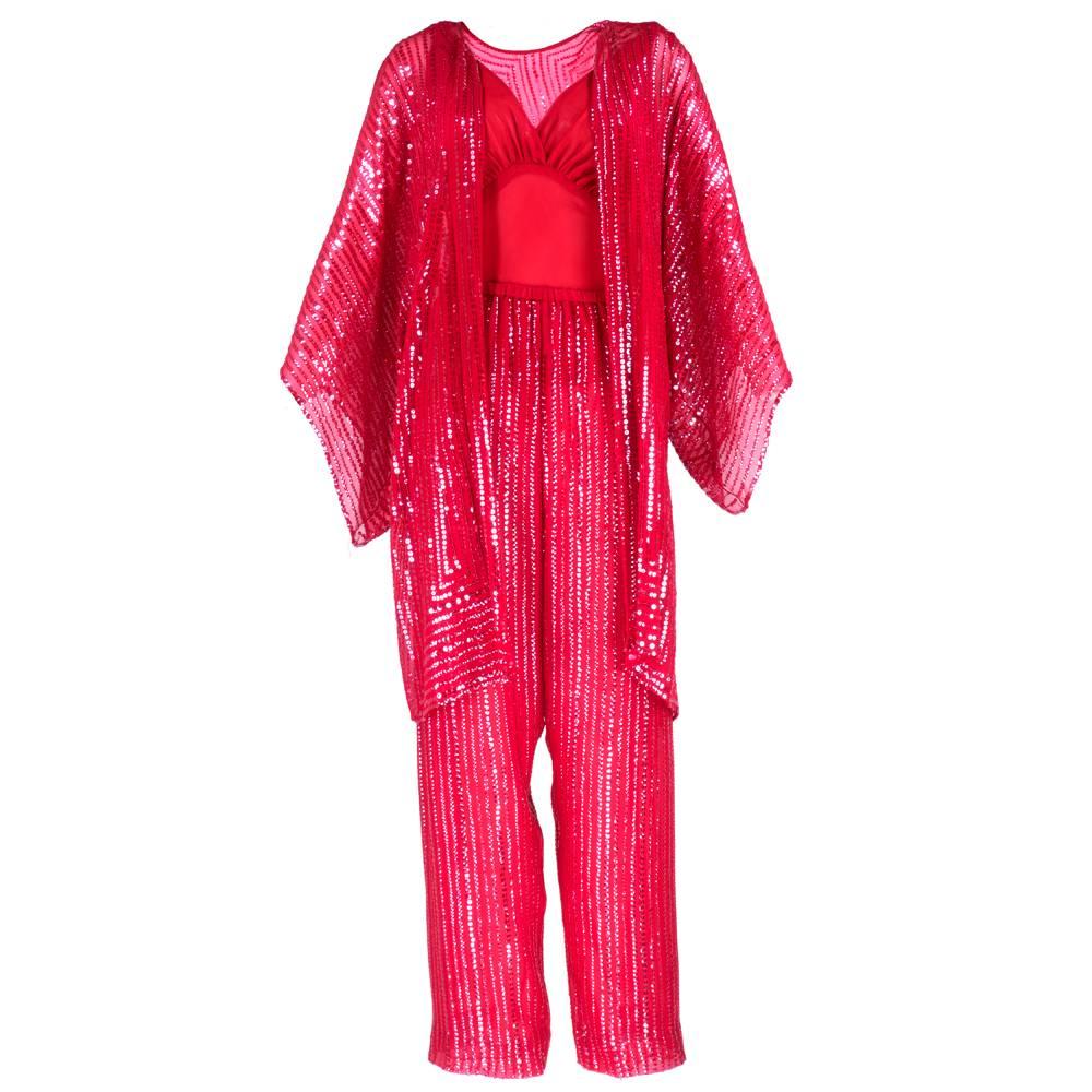 70s Halston Candy Apple Red Disco Ensemble For Sale