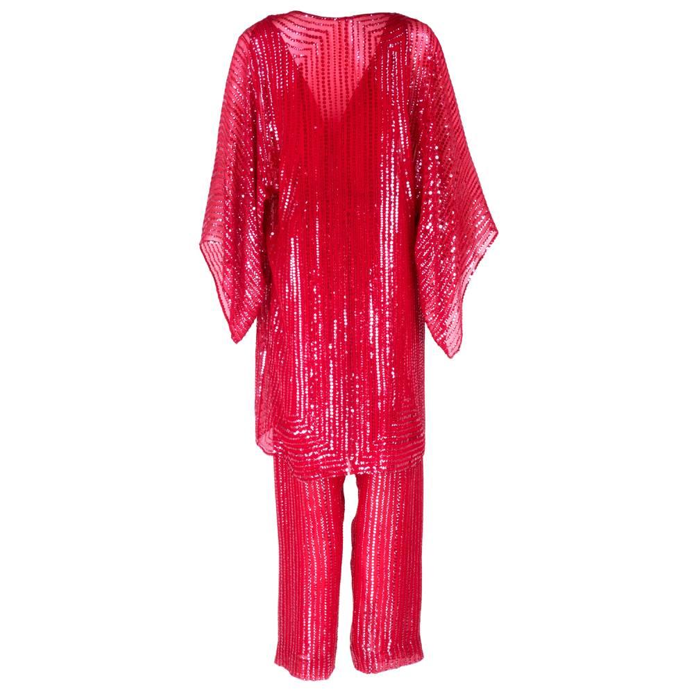 70s Halston Candy Apple Red Disco Ensemble For Sale 1
