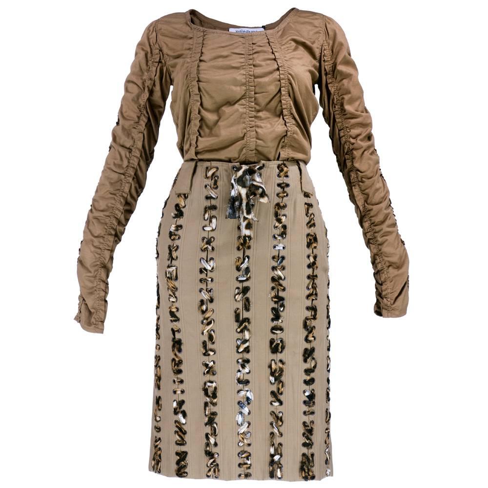 Tom Ford for YSL Brown and Tan Safari Style Ensemble In New Condition For Sale In Los Angeles, CA