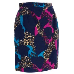 Yves Saint Laurent 70s Patchwork Print Above the Knee Skirt