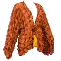 Galanos 80s Pumpkin Silk Tufted Zip Front