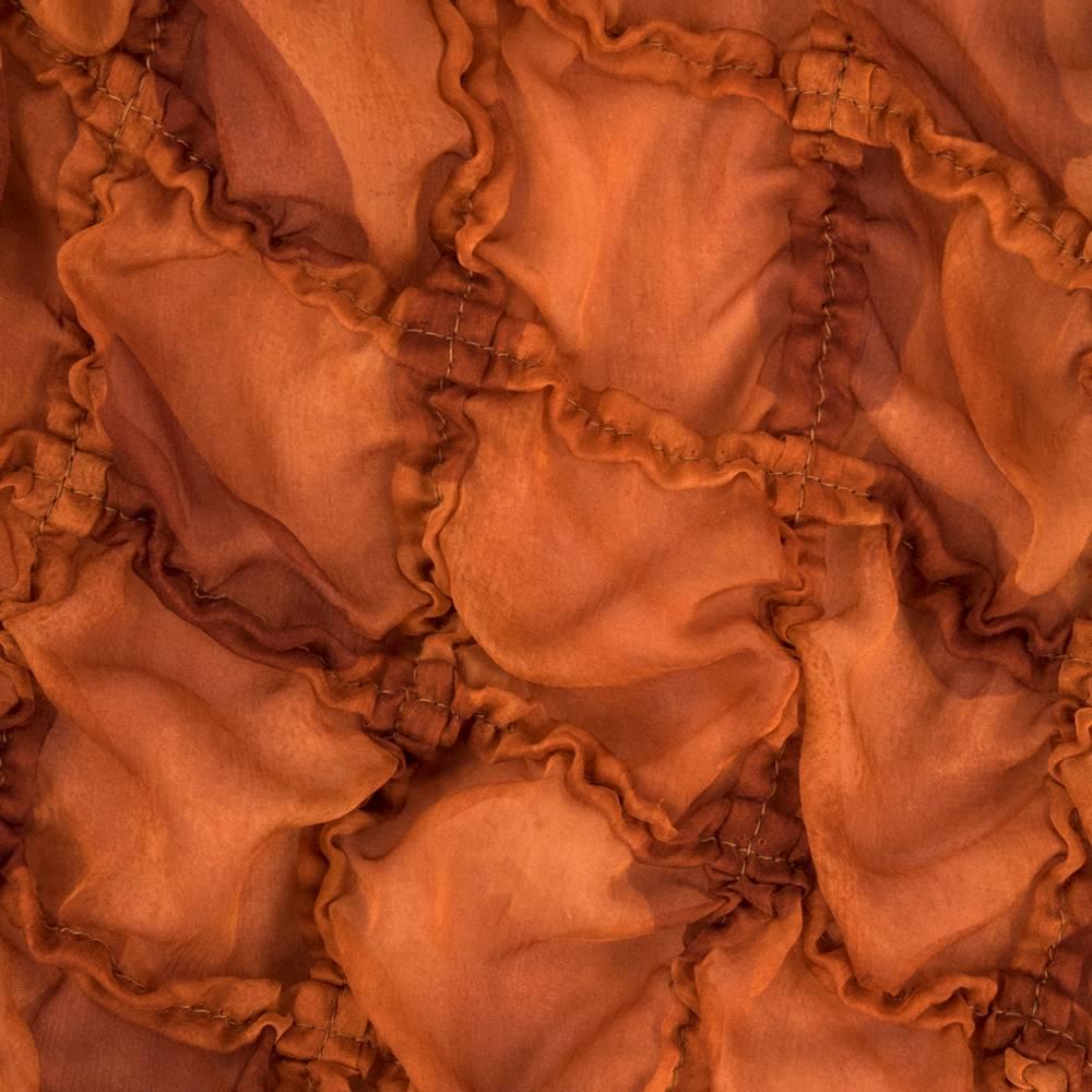 Galanos 80s Pumpkin Silk Tufted Zip Front In Excellent Condition For Sale In Los Angeles, CA