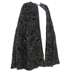 80s Ralph Lauren Purple Label Black Velvet Heavily Beaded Deco Cape