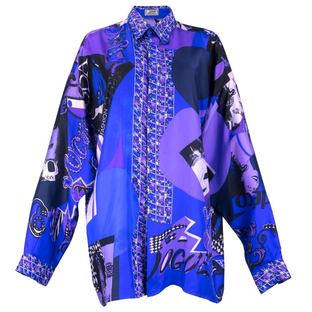 80s Lifetime Gianni Versace Silk Fashion Print Oversized Shirt