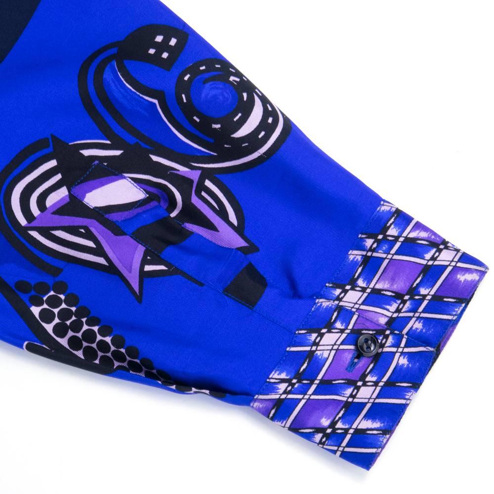 Purple 80s Lifetime Gianni Versace Silk Fashion Print Oversized Shirt