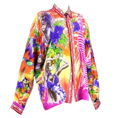 Lifetime Gianni Versace Oversized Silk Miami Themed Shirt
