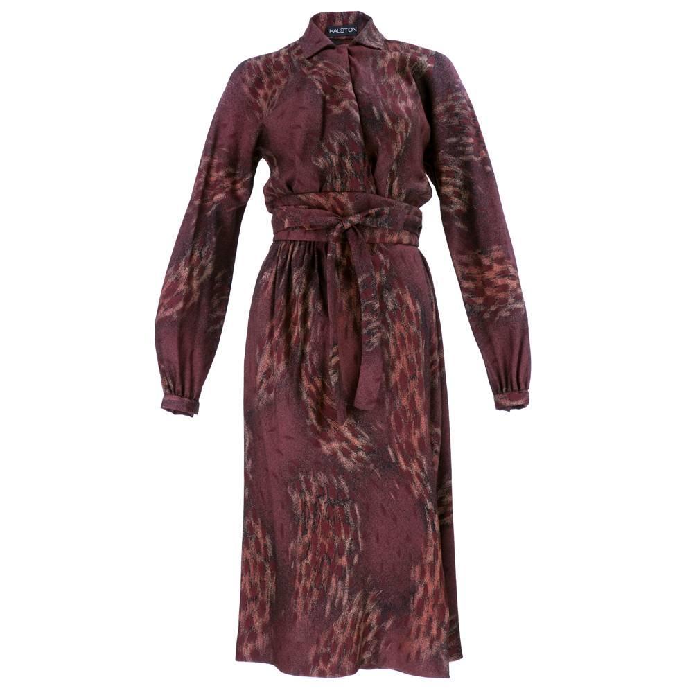 70s Halston Wrap Dress in Warm Autumnal Colors For Sale