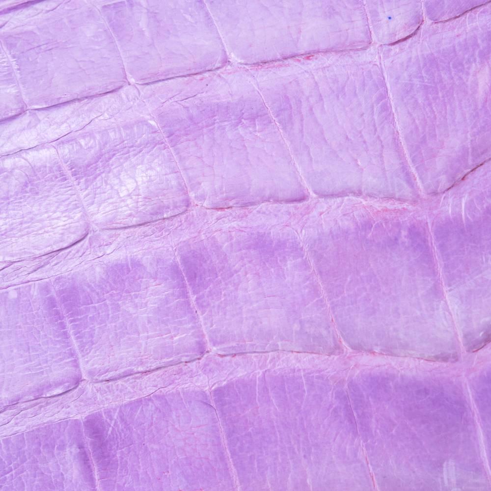 Purple Carlos Falchi  Lavender Alligator Handbag with Top Stitching. For Sale