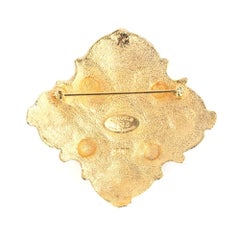 Chanel Goldtone Pearl and Faux Garnet Brooch