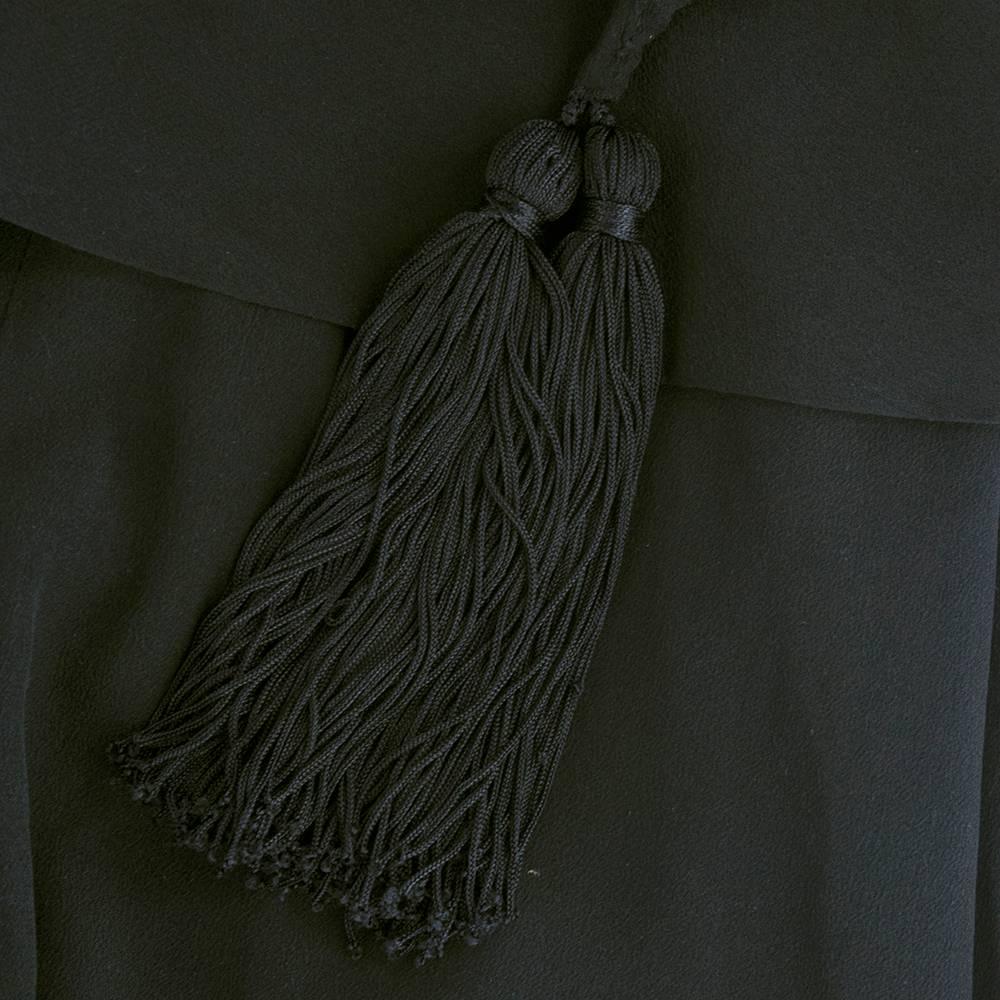 Incredible 70s Lanvin Black Silk Jumpsuit with Tassels 1