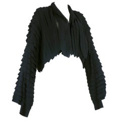 Vintage Issey Miyake Black Tiered Knit Cropped Cardigan